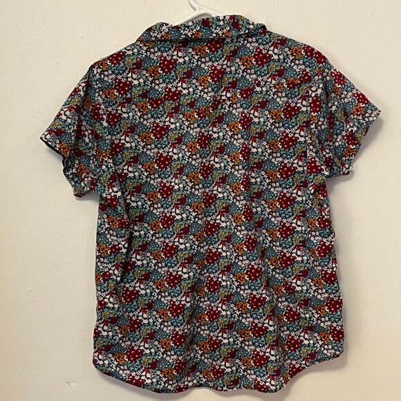 Wrangler Blouse Short Sleeve Button-Up Flower Pattern Multi-Color Size XL - Picture 2 of 3